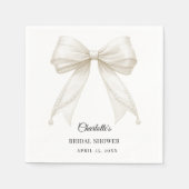 Ivory bow pearls elegant Bridal Shower Serviette (Vorderseite)