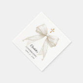 Ivory bow pearls elegant Confirmation Serviette (Ecke)
