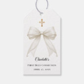 Ivory bow pearls First Holy Communion DIY Geschenkanhänger (Vorderseite)