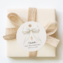 Ivory bow pearls First Holy Communion DIY Geschenkanhänger