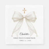 Ivory bow pearls First Holy Communion luncheon Serviette (Vorderseite)