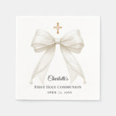 Ivory bow pearls First Holy Communion Serviette (Vorderseite)