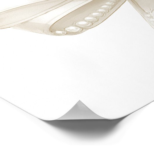 Ivory bow pearls First Holy Communion welcome Poster (Ecke)