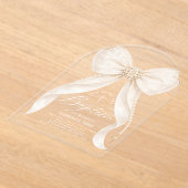 Ivory Bow Pearls Girl Baptism Religious Acryleinladungen (Ablage )