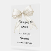 Ivory bow pearls knot Bridal Shower welcome Acrylschild (Winkel)