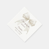 Ivory bow pearls tying the knot Bridal Shower Serviette (Ecke)