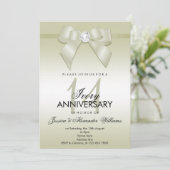 Ivory Bow & Ribbon 14. Hochzeitstag Einladung (Stehend Vorderseite)