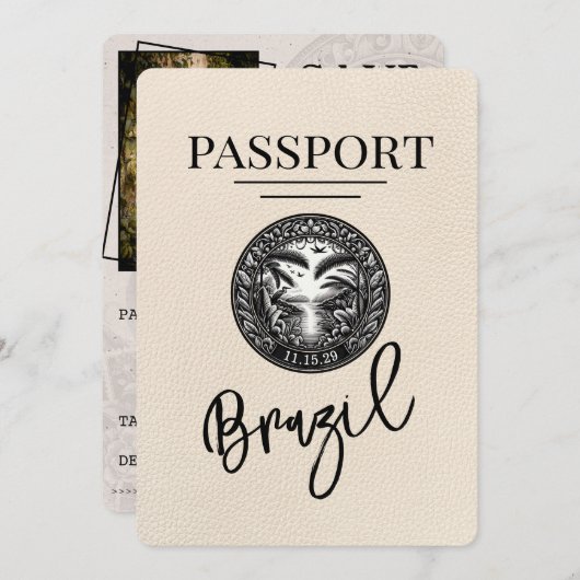 Ivory Brazil Passport Save the Date (Vorne/Hinten)