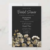 Ivory brown black wildflower winter Bridal Shower Einladung (Vorderseite)