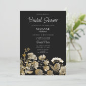 Ivory brown black wildflower winter Bridal Shower Einladung (Stehend Vorderseite)