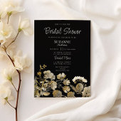 Ivory brown black wildflower winter Bridal Shower Einladung