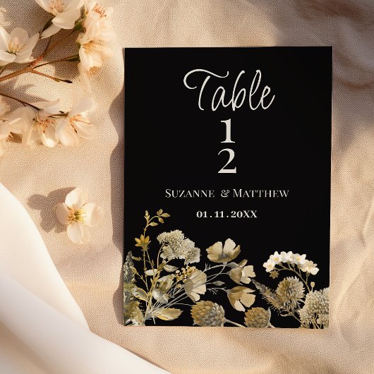 Ivory brown black wildflower winter Table Numbers  Einladung