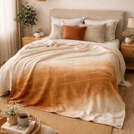 Ivory Brown Fade Fleece Blanket