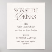 Ivory & Brown Hochzeitssignaturgetränke Poster (Vorne)