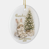 Ivory Bunny Rabbit First Christmas Keepsake Girl Keramik Ornament (Rechts)