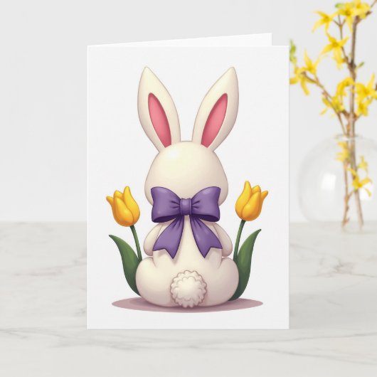 Ivory Bunny Spring Bow Card Karte (Gelbe Blume)