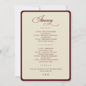 Ivory Burgundy Border Retro Wedding Itinerary Card Einladung (Rückseite)
