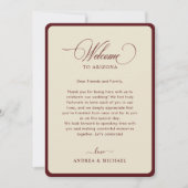Ivory Burgundy Border Retro Wedding Itinerary Card Einladung (Vorderseite)