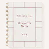 Ivory burgundy checked modern notizblock (Vorderseite)