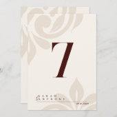 Ivory Burgundy Classic Elegant Damask Table Number Dankeskarte (Vorne/Hinten)
