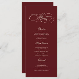 Ivory & Burgundy Old Money Aesthetic Retro Wedding Menükarte