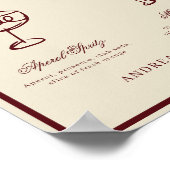 Ivory & Burgundy Retro Signature Drinks Sign Poster (Ecke)