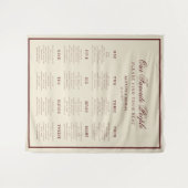 Ivory Burgundy Retro Wedding Seating Chart Sign Wandteppich (Vorderseite (Horizontal))