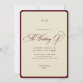 Ivory & Burgundy Stripes Border Retro Wedding Einladung (Vorderseite)
