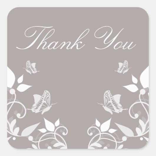 Ivory Butterfly Floral Danke Stickers (Vorderseite)