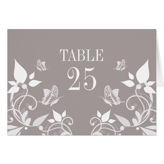 Ivory Butterfly Tischnummer Card (Vorderseite (Horizontal))