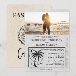 Ivory Cancun Passport Wedding Einladung