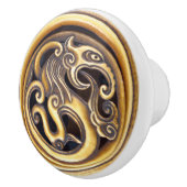 Ivory Carved Dragon Oriental Netsuke Maculine Yang Keramikknauf (Rechts)