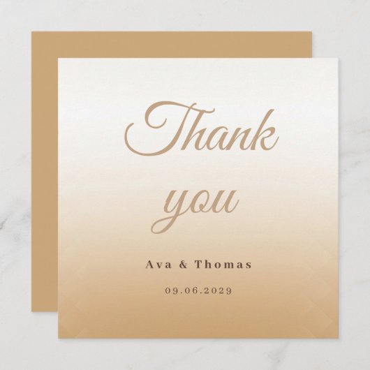 Ivory Champagne Gradient Wedding Danke Card (Vorne/Hinten)