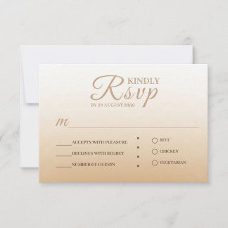Ivory Champagne Gradient Wedding RSVP Card Karte