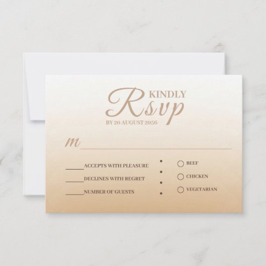 Ivory Champagne Gradient Wedding RSVP Card Karte (Vorderseite)