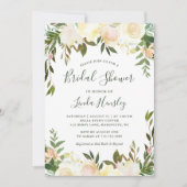 Ivory Chic Blumengarten Grünes Brautparty Einladung (Vorderseite)