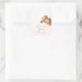 Ivory | Chic Blush Script  Rose Wedding  Quadratischer Aufkleber (Tasche)