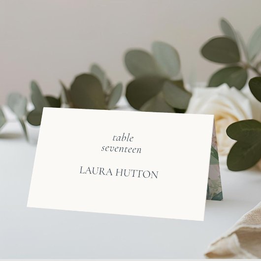 Ivory | Chic Monogram Floral Wedding  Platzkarte