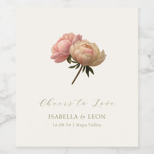 Ivory | Chic Rose Wedding Weinetikett (Einzelnes Label)