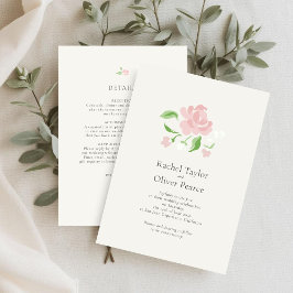 Ivory | Chic Watercolor Floral QR Wedding  Einladung