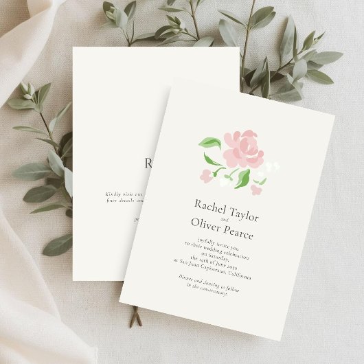 Ivory | Chic Watercolor Floral Wedding  Einladung