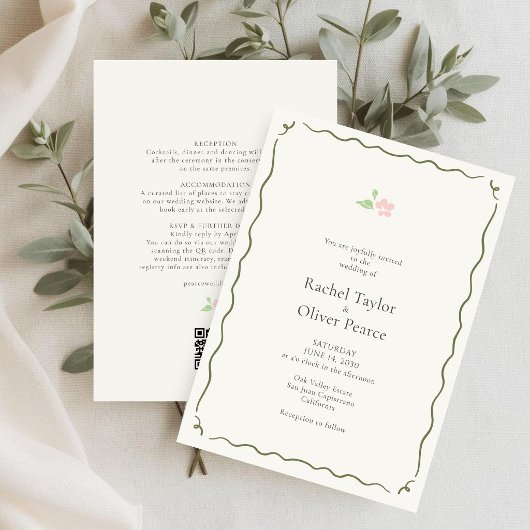 Ivory | Chic & Whimsical Floral Wedding Invitation Einladung