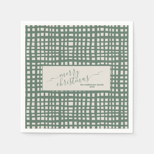 Ivory Christmas Poinsettia Sage elegant Serviette (Vorderseite)