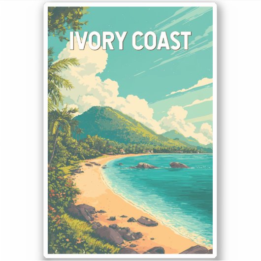 Ivory Coast Illustration Travel Art Vintage Aufkleber (Vorderseite)