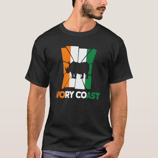 Ivory Coast Ivorian Ivory Coast Flag Rhinoceros Si T-Shirt (Vorderseite)