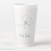 Ivory Coastal Blue Botanical Line Art Minimalist Milchtasse (Vorderseite)