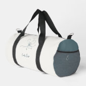 Ivory Coastal Blue Floral Line Art Minimalist Zen Duffle Bag (Rechte Ecke)