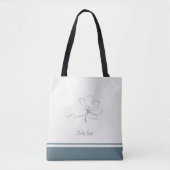 Ivory Coastal Blue Floral Line Art Minimalist Zen Tasche (Vorderseite)