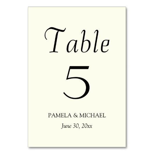 Ivory Color Simple Style Wedding Tischnummer (Vorderseite)