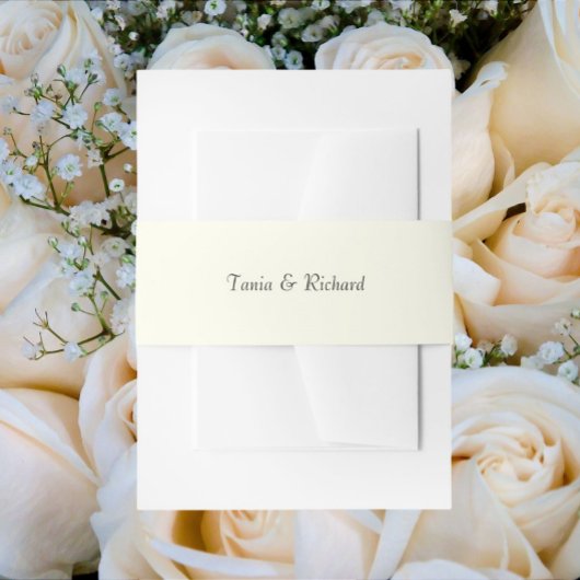 Ivory Color Simple Stylized Name Wedding Einladungsbanderole